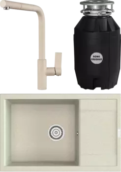 Комплект Мойка кухонная Point Велета 78 светло-бежевая + Смеситель PN3102 светло-бежевый + Измельчитель Bone Crusher BC 810-AS MSI-680313