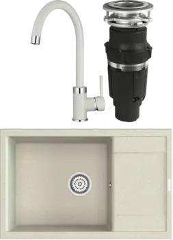 Комплект Мойка кухонная Point Велета 78 светло-бежевая + Смеситель PN3101 светло-бежевый + Измельчитель Bone Crusher BC 610-AS MSI-680312
