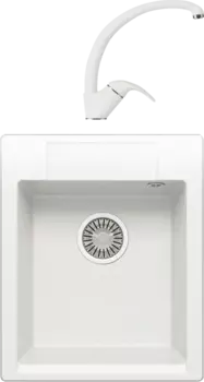 Комплект Мойка кухонная Polygran Argo 420 белый хлопок + Смеситель Высокий 660687 белый хлопок