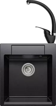 Комплект Мойка кухонная Polygran Argo 460 чёрная + Смеситель для кухни Domaci Солерно EC-3013 морион