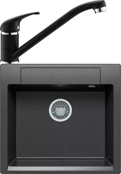 Комплект Мойка кухонная Polygran Argo 560 черная + Смеситель для кухни Domaci Солерно EC-3009 морион