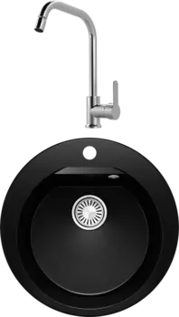 Комплект Мойка кухонная Polygran Atol 854802 космос + Смеситель MEGA City MG- ZRV104 хром