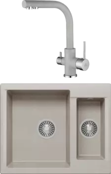 Комплект Мойка кухонная Polygran Brig 620 серая + Смеситель Paulmark Essen Es213011-310 серый