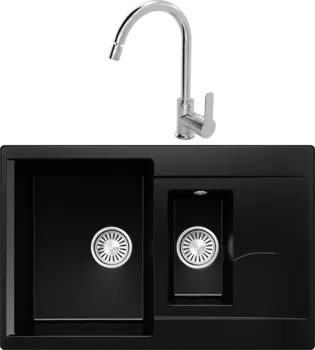 Комплект Мойка кухонная Polygran Brig 770 космос + Смеситель MEGA City MG-ZRV102 хром