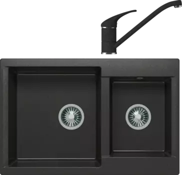 Комплект Мойка кухонная Polygran Brig 772 черная + Смеситель Эко 0200э черный