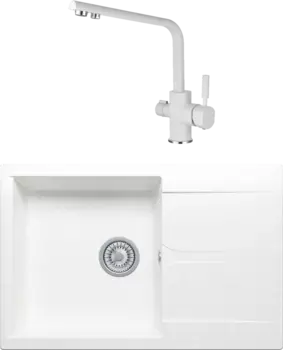 Комплект Мойка кухонная Polygran Gals 760 белый хлопок + Смеситель Kaiser Decor 40144-10 белый