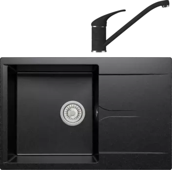 Комплект Мойка кухонная Polygran Gals 760 черная + Смеситель Эко 0200э черный