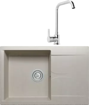 Комплект Мойка кухонная Polygran Gals 760 серая + Смеситель MEGA Ege MG-PL10 хром