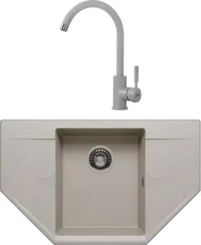 Комплект Мойка кухонная Polygran Riff 800 серая + Смеситель Paulmark Holstein Ho212063-310 серый