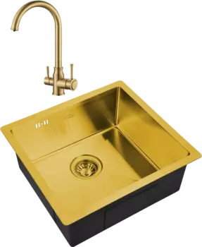 Комплект Мойка кухонная Steel Hammer SH 4844 BRONZE бронза + Смеситель SH 763 INOX BRONZE PVD