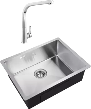 Комплект Мойка кухонная Steel Hammer SH 5844 сталь + Смеситель MEGA Mega