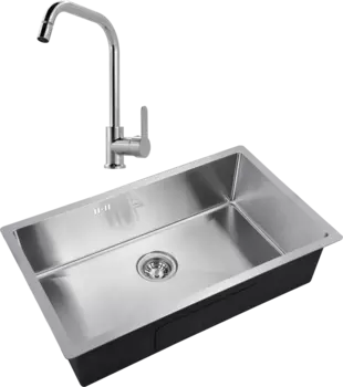 Комплект Мойка кухонная Steel Hammer SH 7444 сталь + Смеситель MEGA City MG- ZRV104 хром