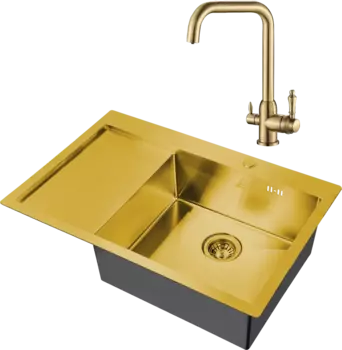 Комплект Мойка кухонная Steel Hammer SH 7851-R BRONZE бронза + Смеситель SH 725 BRONZE