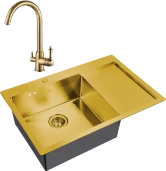 Комплект Мойка кухонная Steel Hammer SH 7851-L BRONZE бронза + Смеситель SH 723 BRONZE