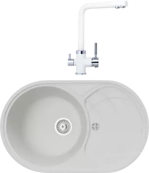 Комплект Мойка кухонная TopZero Alla 780.500-07 Ice + Смеситель Alphons ice 07