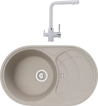 Комплект Мойка кухонная TopZero Alla 780.500-58 Beach + Смеситель Alphons beach 58