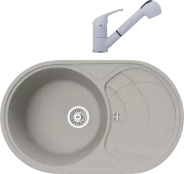 Комплект Мойка кухонная TopZero Alla 780.500-47 Smoke + Смеситель Bruce smoke 47