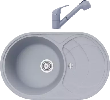 Комплект Мойка кухонная TopZero Alla 780.500-49 Titan + Смеситель Bruce titan 49