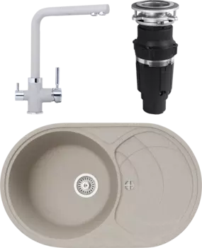 Комплект Мойка кухонная TopZero Alla 780.500-58 Beach + Смеситель Alphons beach 58 + Измельчитель Bone Crusher BC 610-AS MSI-677501