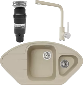 Комплект Мойка кухонная TopZero Angelina 960.510.15-08 Jasmine + Смеситель Donald jasmine 08 + Измельчитель Bone Crusher BC 910-SL-Slim Line MSI-677690