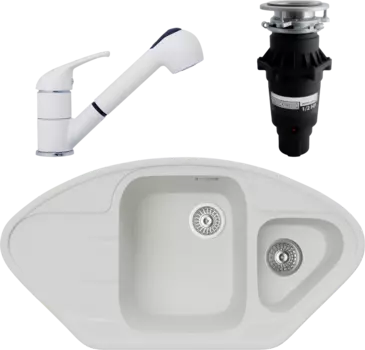 Комплект Мойка кухонная TopZero Angelina 960.510.15-07 Ice + Смеситель Bruce ice 07 + Измельчитель Bone Crusher BC 810-SL Slim Line MSI-677655