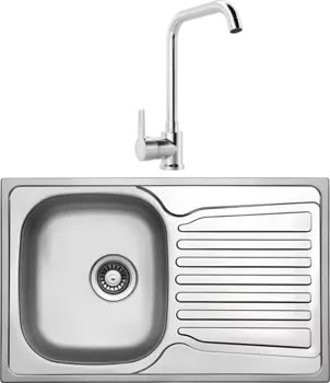 Комплект Мойка кухонная TopZero Comfort COL780.480.GT8K микродекор + Смеситель MEGA Ege MG-PL10 хром