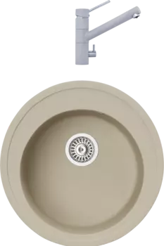 Комплект Мойка кухонная TopZero Eva 510-47 Smoke + Смеситель Leonardo smoke 47