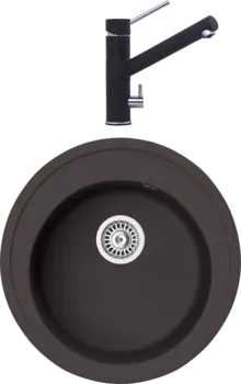 Комплект Мойка кухонная TopZero Eva 510-93 Chocolate + Смеситель Leonardo chocolate 93