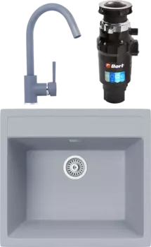 Комплект Мойка кухонная TopZero Georgia 560.510-49 Titan + Смеситель Romeo titan 49 + Измельчитель Bort Master Eco MSI-677865