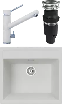 Комплект Мойка кухонная TopZero Georgia 560.510-07 Ice + Смеситель Leonardo ice 07 + Измельчитель Bone Crusher BC 610-AS MSI-677502