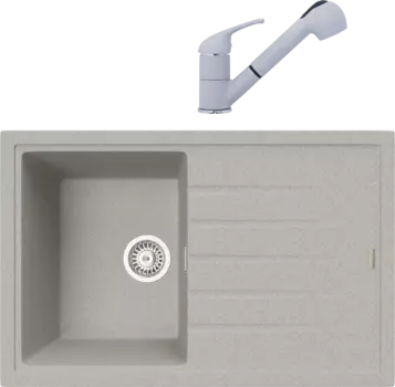Комплект Мойка кухонная TopZero Juliet 780.500-47 smoke + Смеситель Bruce smoke 47