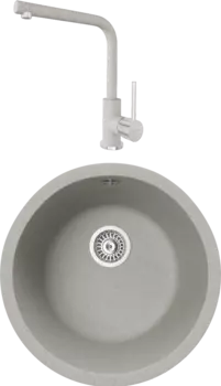 Комплект Мойка кухонная TopZero Kelly 460-47 Smoke + Смеситель Donald smoke 47