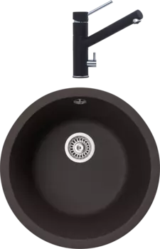 Комплект Мойка кухонная TopZero Kelly 460-93 Chocolate + Смеситель Leonardo chocolate 93