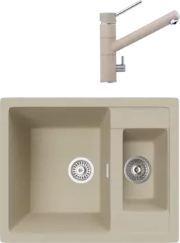 Комплект Мойка кухонная TopZero Madonna 15.500 15-08 Jasmine + Смеситель Leonardo jasmine 08