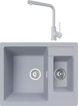 Комплект Мойка кухонная TopZero Madonna 615.500 15-49 Titan + Смеситель Donald titan 49