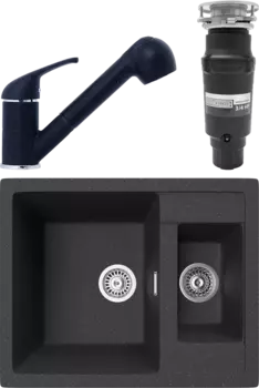 Комплект Мойка кухонная TopZero Madonna 615.500 15-40 Galaxy + Смеситель Bruce galaxy 40 + Измельчитель Bone Crusher BC 910-SL-Slim Line MSI-677696