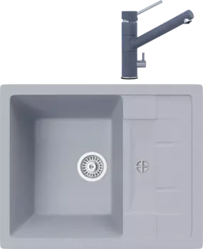 Комплект Мойка кухонная TopZero Scarlett 615.500-49 Titan + Смеситель Leonardo titan 49