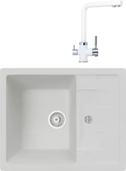 Комплект Мойка кухонная TopZero Scarlett 615.500-07 Ice + Смеситель Alphons ice 07