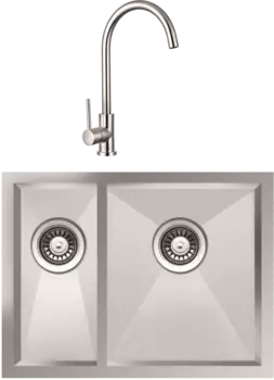 Комплект Мойка кухонная TopZero TNL 340.70.30 12K R нержавеющая сталь + Смеситель TPZ 202 нержавеющая сталь