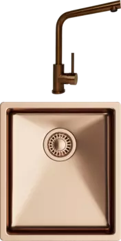 Комплект Мойка кухонная TopZero TNL ColorX 340 GOLD ROSE медь + Смеситель TPZ 201 медь