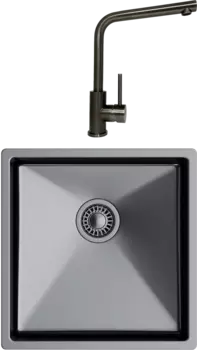Комплект Мойка кухонная TopZero TNL ColorX 400 TITAN титан + Смеситель TPZ 201 титан