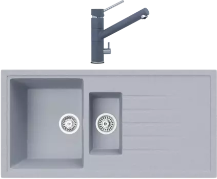 Комплект Мойка кухонная TopZero TopGran Cindy 1000.500 15-49 titan 49 + Смеситель Leonardo titan 49