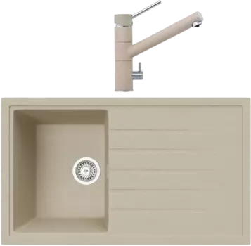 Комплект Мойка кухонная TopZero TopGran Claudia 860.500-08 jasmine 08 + Смеситель Leonardo jasmine 08