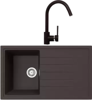 Комплект Мойка кухонная TopZero TopGran Claudia 860.500-93 chocolate 93 + Смеситель Romeo chocolate 93