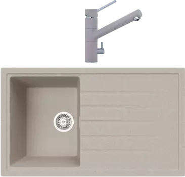 Комплект Мойка кухонная TopZero TopGran Claudia 860.500-58 beach 58 + Смеситель Leonardo beach 58