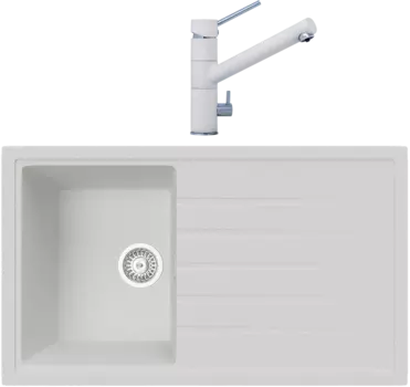 Комплект Мойка кухонная TopZero TopGran Claudia 860.500-07 ice 07 + Смеситель Leonardo ice 07