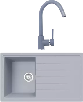 Комплект Мойка кухонная TopZero TopGran Claudia 860.500-49 titan 49 + Смеситель Romeo titan 49