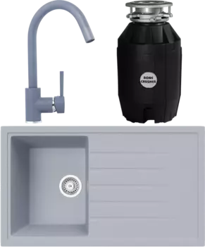 Комплект Мойка кухонная TopZero TopGran Claudia 860.500-49 titan 49 + Смеситель Romeo titan 49 + Измельчитель Bone Crusher BC 810-AS MSI-677551