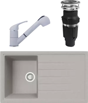 Комплект Мойка кухонная TopZero TopGran Claudia 860.500-47 smoke 47 + Смеситель Bruce smoke 47 + Измельчитель Bone Crusher BC 610-AS MSI-677505