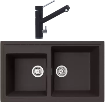 Комплект Мойка кухонная TopZero TopGran Demi 860.500 20-93 chocolate 93 + Смеситель Leonardo chocolate 93